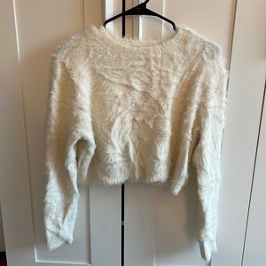 Kendall and Kylie white fuzzy sweater